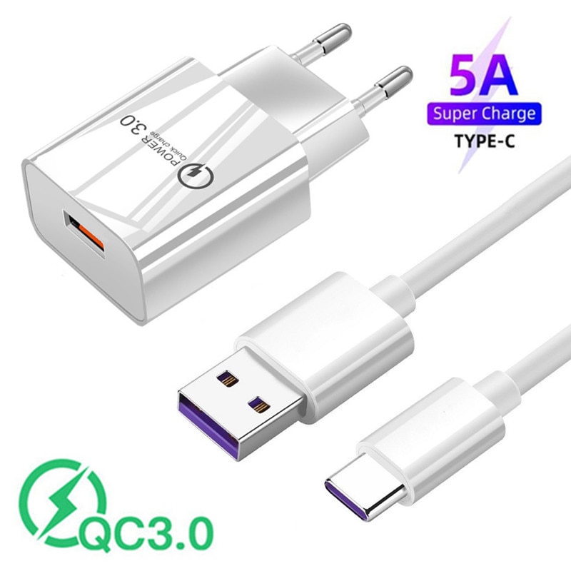 Cavo di ricarica USB 3.0 5A fast Type C per Samsung A21s A71 Huawei P30 Honor view 30 Redmi 10 LG G7 Motorola G10 G30 adattatore telefonico