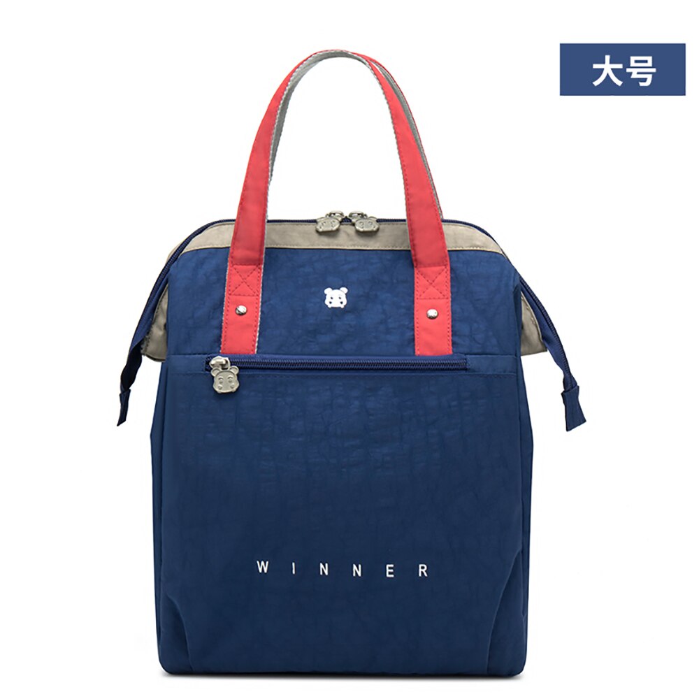 Winner Thermal Insulated Lunch Box Tote Cooler Bag Bento Pouch Lunch Container School Food Storage Bags: L-Deep blue