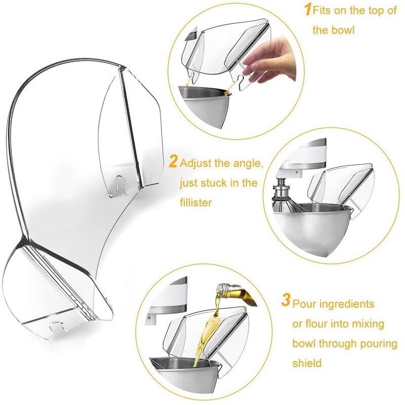 Pouring Shield, Universal Pouring Chute for KitchenAid Bowl-Lift Stand Mixer Attachment Accessories