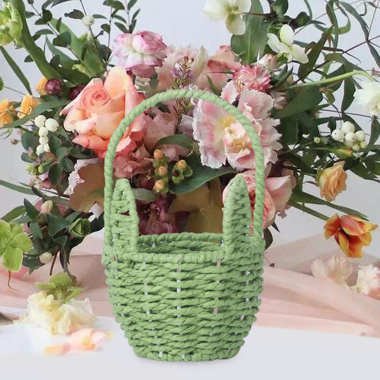 Easter Bunny Basket Portable Decorative Wedding Flower Girl Basket Flower Basket Storage Basket for Kitchen Garden Party