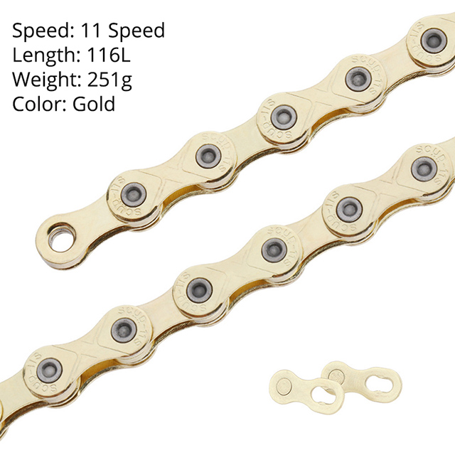 SCUD Mtb Bike Chain 9 10 11 12 Speed Mountain Road Bicycle Chains Double X Rainbow Silver 116L Lightweight 10 v corrente: 11 Speed Gold