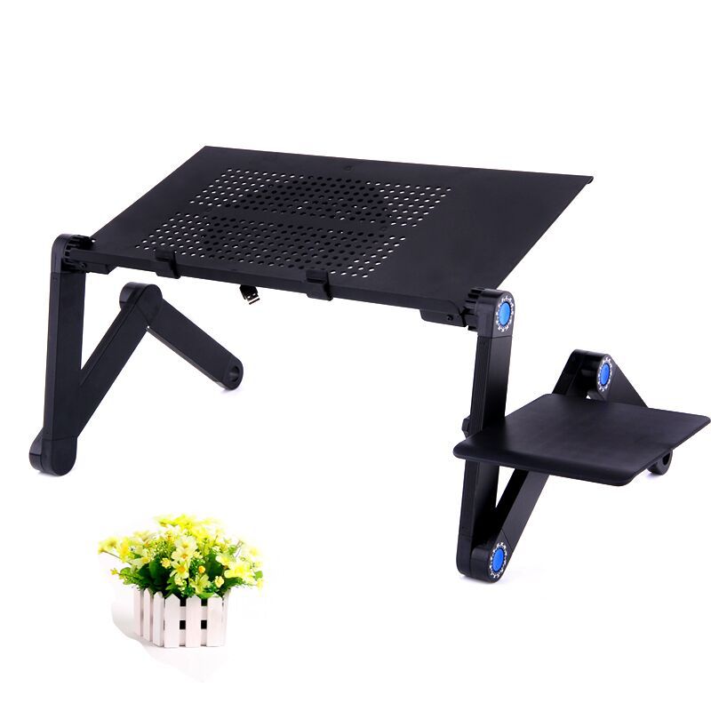 Mesa plegable de aleación de aluminio para ordenador portátil, soporte de escritorio con ventilador de refrigeración, doble ventilador, bandeja para cama, escritorio para oficina y estudio: BLANCO