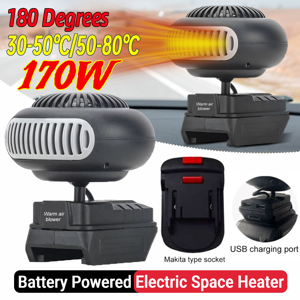 170W Fast-heating Electric Heater Mini Fan Battery Powered Small Space Heater Office Home Heater Fan for Cold Weather