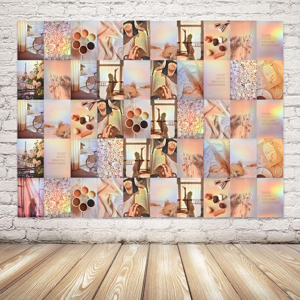 50pcs Wall Collage Kit Wall Art Sticker Decals Aesthetic Pictures Posters Cute Photo Teenage Girls Bedroom Decor DIY Room Decors