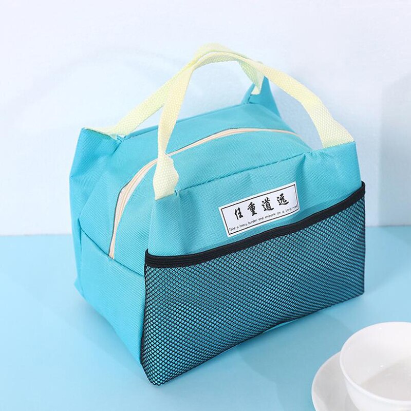 Solid Reusable Lunch Box Tote Bag Food Thermal Insulated Lunch Bags Grocery Pouch For Women Men Kids Work School Picnic Camping: blue