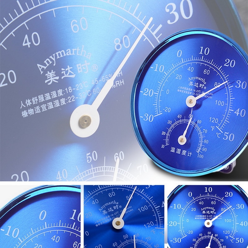 Thermometer Hygrometer Analog Temperature And Humidity Monitor For Bedroom Living Room Office School Golden/silver/blue