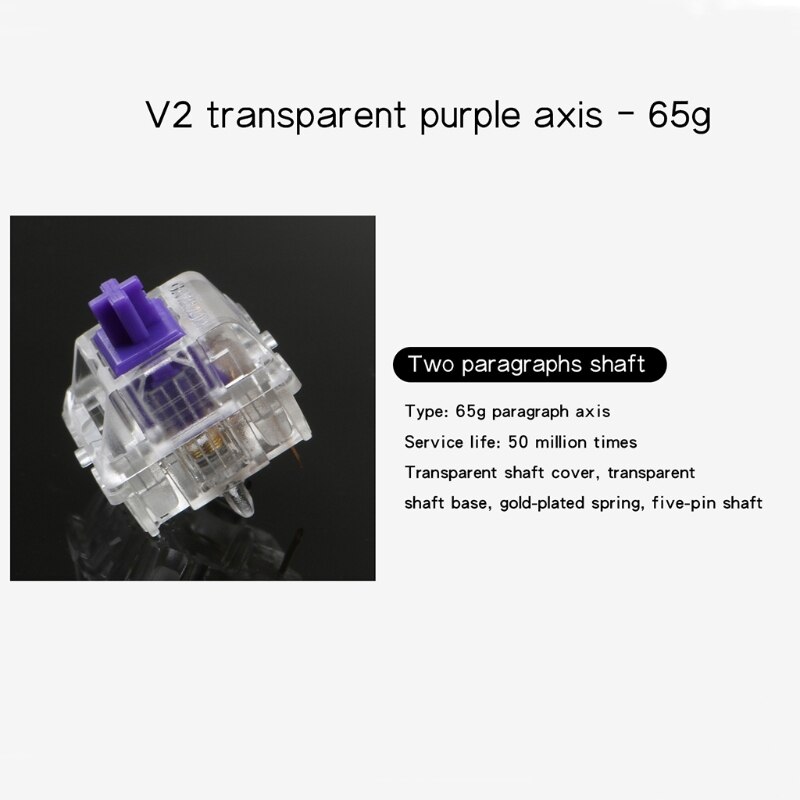 Zealios Tactile V2 Switches MX Style 5pins Mute Purple Linear Switch for Mechanical Keyboard 62g 65g 67g 78g Force