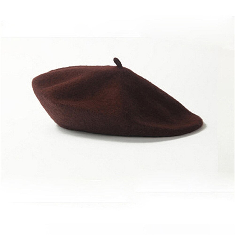 Vintage Winter Warm Wol Vlakte Baret Voor Vrouwen Meisjes Kunstenaar Casual Solid Black Red Beanie Caps Boinas para Mujer: coffee