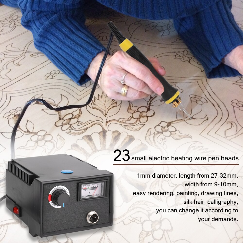 Multifunctional Electric Gourd Wooden Pyrography Machine Pointer Instrument with 23pcs Heating Pen Heads