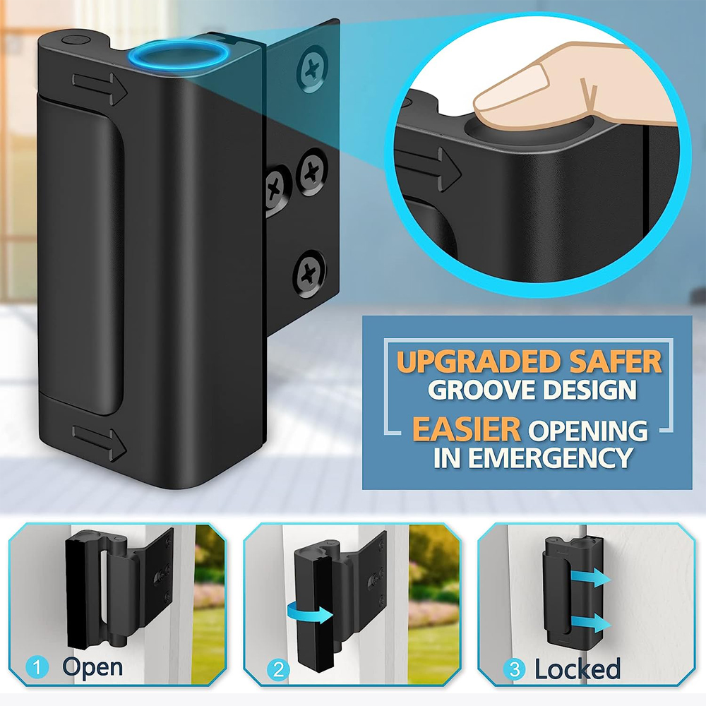 Home Security Door Lock Aluminum Alloy Anti-theft Door Lock Childproof Door Reinforcement Lock with 3 Inch Stop