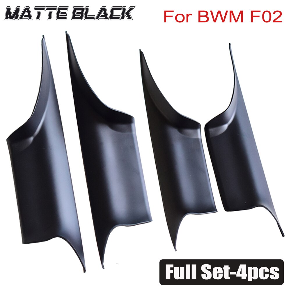 Manija de puerta Interior de coche de plástico ABS para BMW f01 f02 serie 7 730 740 750, Panel de tracción, molduras de Marcos, cubierta de fibra de carbono/negro brillante: Set-4pcs-Matt-F02