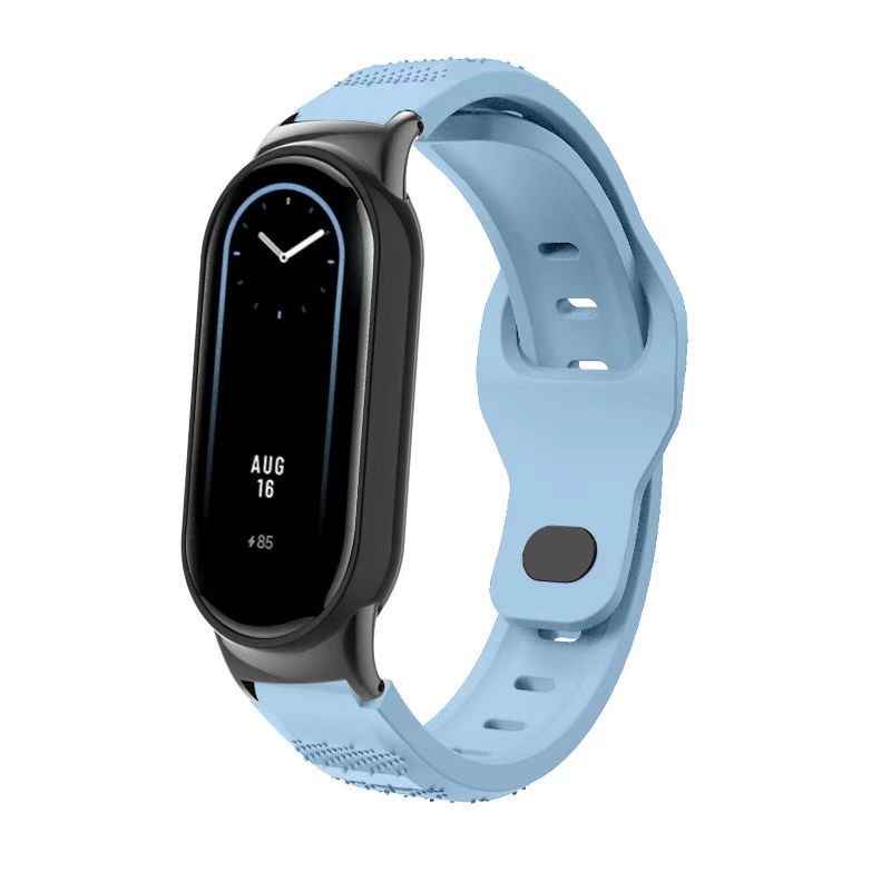 Siliconen band voor Xiaomi Mi Band 9 8 SmartWatch Ademende sportarmband Vervanging polsband voor MiBand 9 8NFC 8 horlogeband: Zilver wit