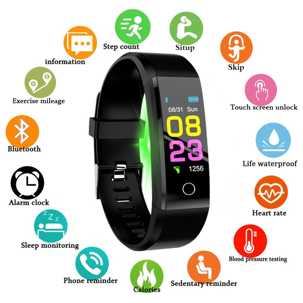 Slimme Horloge Mannen Vrouwen Hartslagmeter Bloeddruk Fitness Tracker Smartwatch Sport Horloge voor ios android + BOX