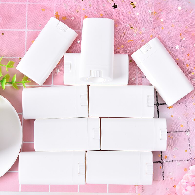 10 Stks/partij Draagbare Deodorant Containers Clear Witte Lippenstift Lip Buis Plastic Lege Diy Ovale Lippenbalsem Buizen