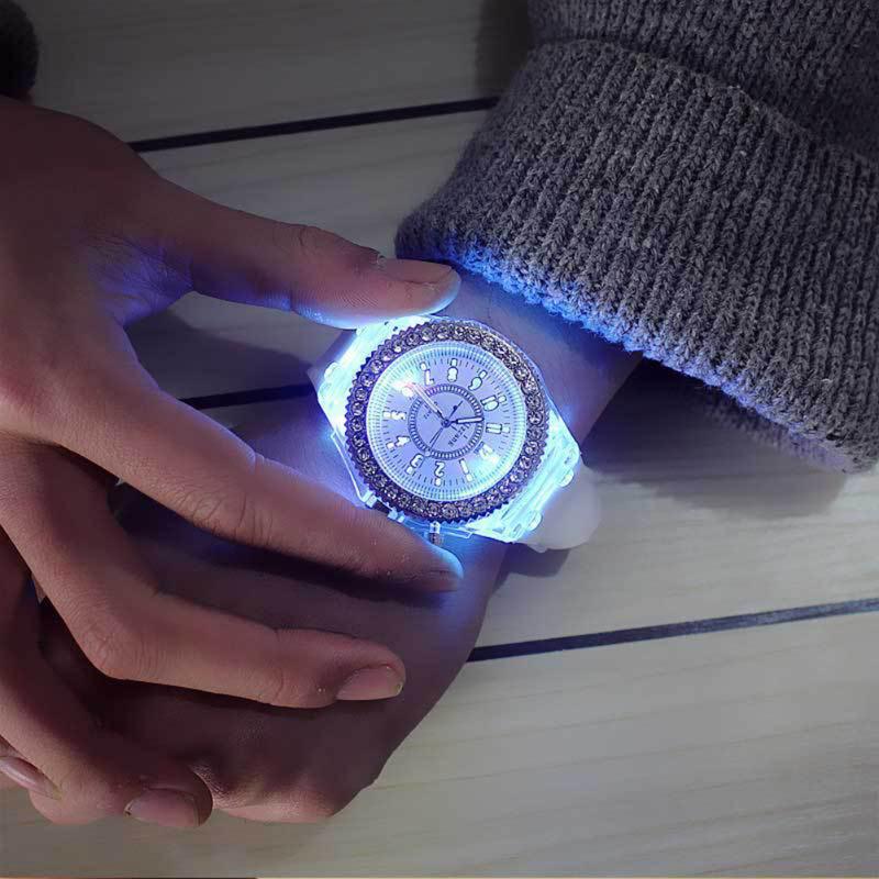 Licht quartz horloge met strass leren band, unisex analoog polshorloge