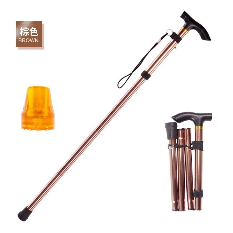 Multifunction bengala telescópica dobra muletas caminhadas vara muleta idosos vara de metal bengala trekking ao ar livre pólos