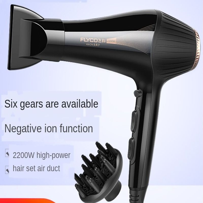 FLYCO 220V Blow Dryer 2200W Electric Hair Dryer Household Strong Power Barber Salon Styling Hairdressing Cold Blow Canister