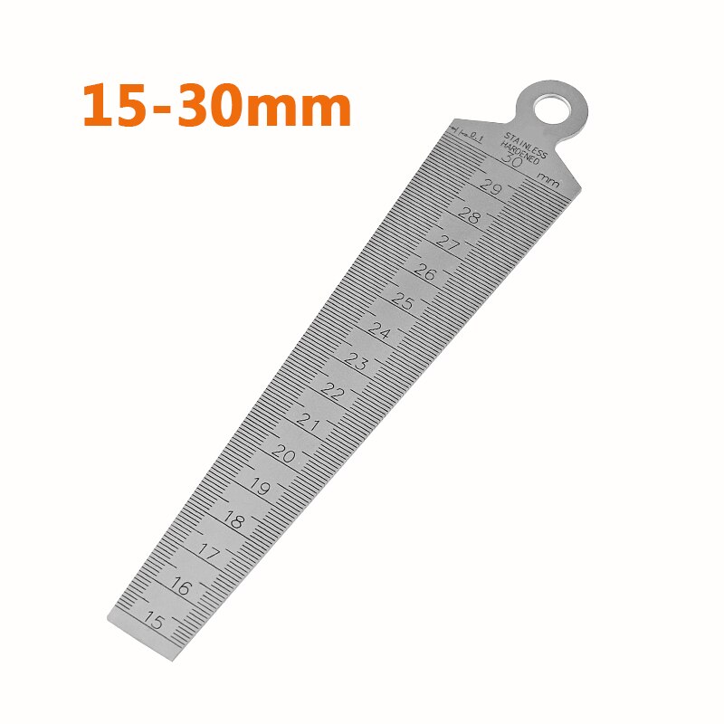 SONGJIATE stainless steel gap ruler straight steel ruler tapered ruler aperture gauge: 15-30mm