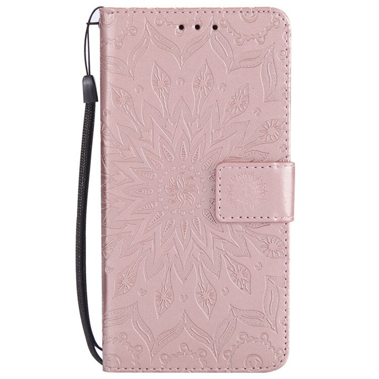 Honor7c caso on para huawei honor 7c caso 5.7 "para huawei honor 7 c AUM-L41 capa 3d sol flor carteira flip couro saco casos: Rose Gold