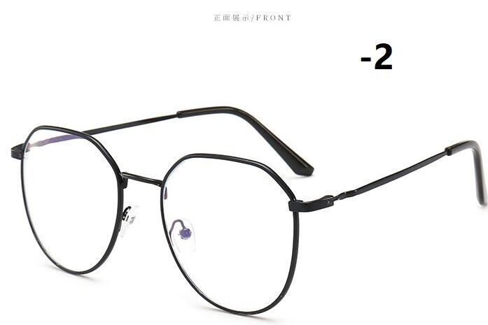 -1-1,5-2-2,5-3-3,5-4-4,5 myopie Brille Frauen Männer retro Metall Rahmen Platz Studenten Myopie Gläser Rahmen Für Neue: Schwarz -2