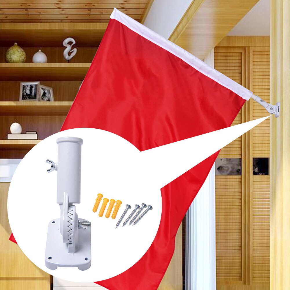 180 grados de rotación duradera soporte pantalla porche Patio con tornillos Windsock Base de soporte de poste para bandera ángulo ajustable montado en la pared