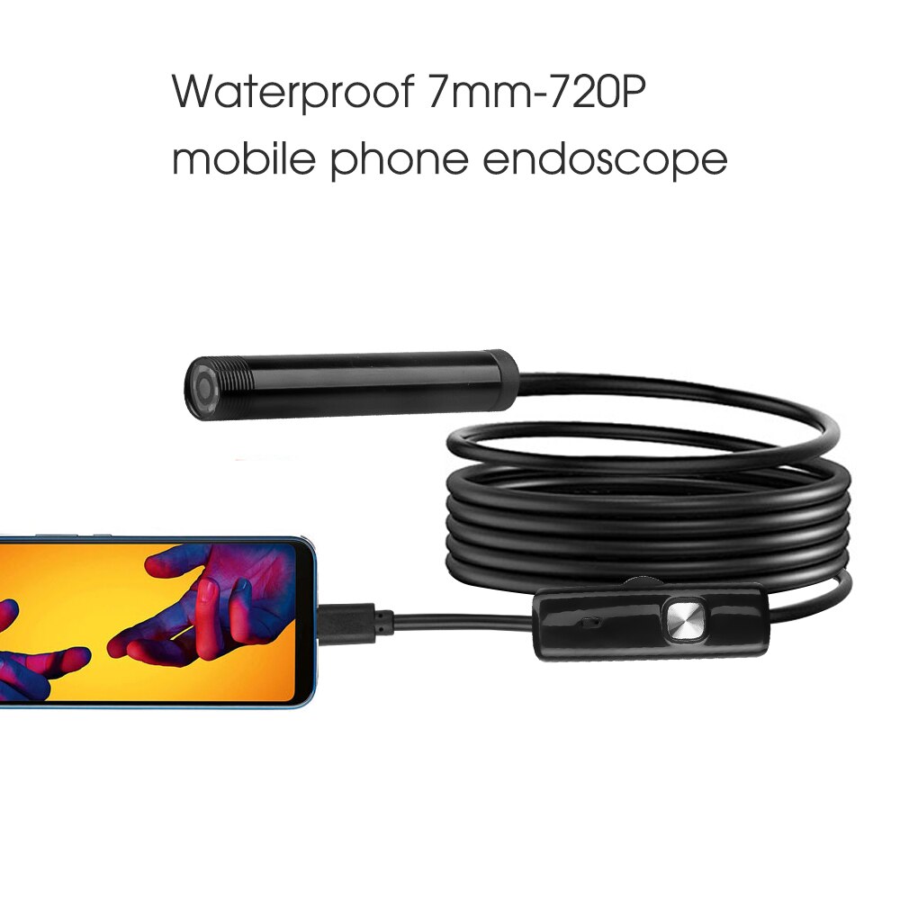 Newest USB Cable Mini 1M 7mm Waterproof Endoscope Borescope Rigid Inspection Camera Snake Tube With 6 LED For Android Phone