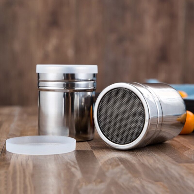 Stainless Steel Salt Sugar Pepper Shaker Box Cocoa Icing Powder Containers Home BBQ Baking Picnic Use