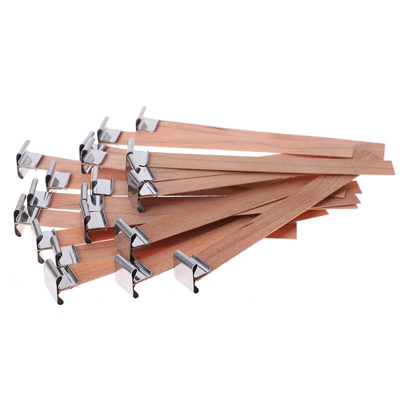 20 Set de madera mecha para velas con Sustentador Tab mecha de vela Core para DIY fabricación de velas de soja Parffin cera 12,5mm 75mm 130mm
