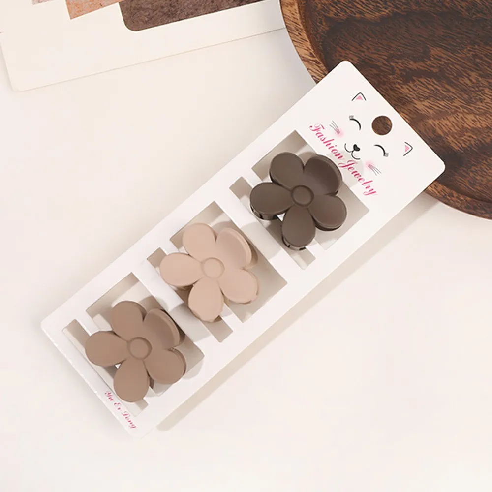 Nueva , conjunto de tres piezas de Color café, horquilla geométrica esmerilada, pasadores con Clip para el pelo para mujer y niña, accesorios para el cabello: Gris