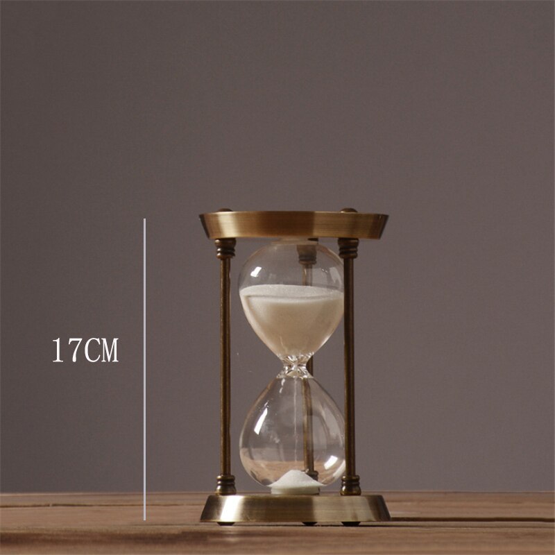 Reloj de arena de Metal, con temporizador de cuenta atrás, decoración de escritorio, decoración del hogar, 15/30/60 minutos: A 17cm 15min