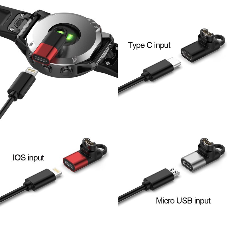 Tipo c/micro usb/relâmpago fêmea para 4pin adaptador conversor de carga para garmin abordagem s40/s60/x10/s10 venu fenix 6/6x pro solar