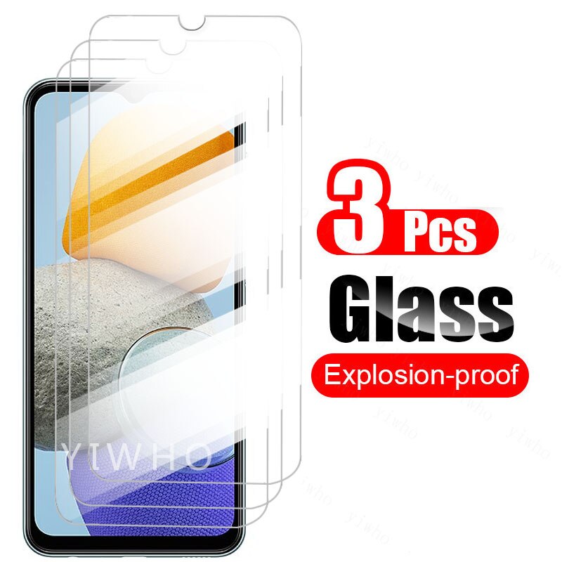 Case Voor Samsung M23 Cover Screen Protector Gehard Glas Op Galaxy M 23 23M Beschermende Telefoon Coque Tas Samsungm23 galaxym23: 3PCS HD