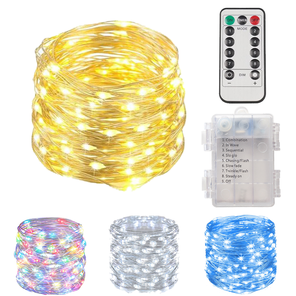 5m 10m 20m ledet-lyslenker juletrelys usb-batteri fjernkontroll girlander kobbertråd ledet-lampe til bryllupsfestdekor