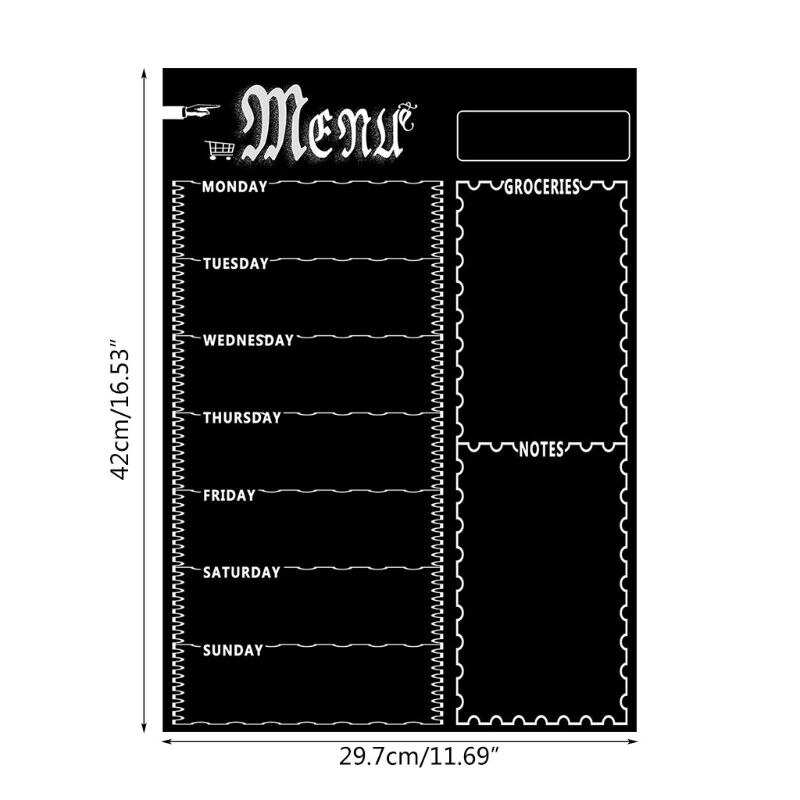 Tableau magnétique de réfrigérateur, Menu hebdomadaire, planificateur de repas, liste de courses d'épicerie