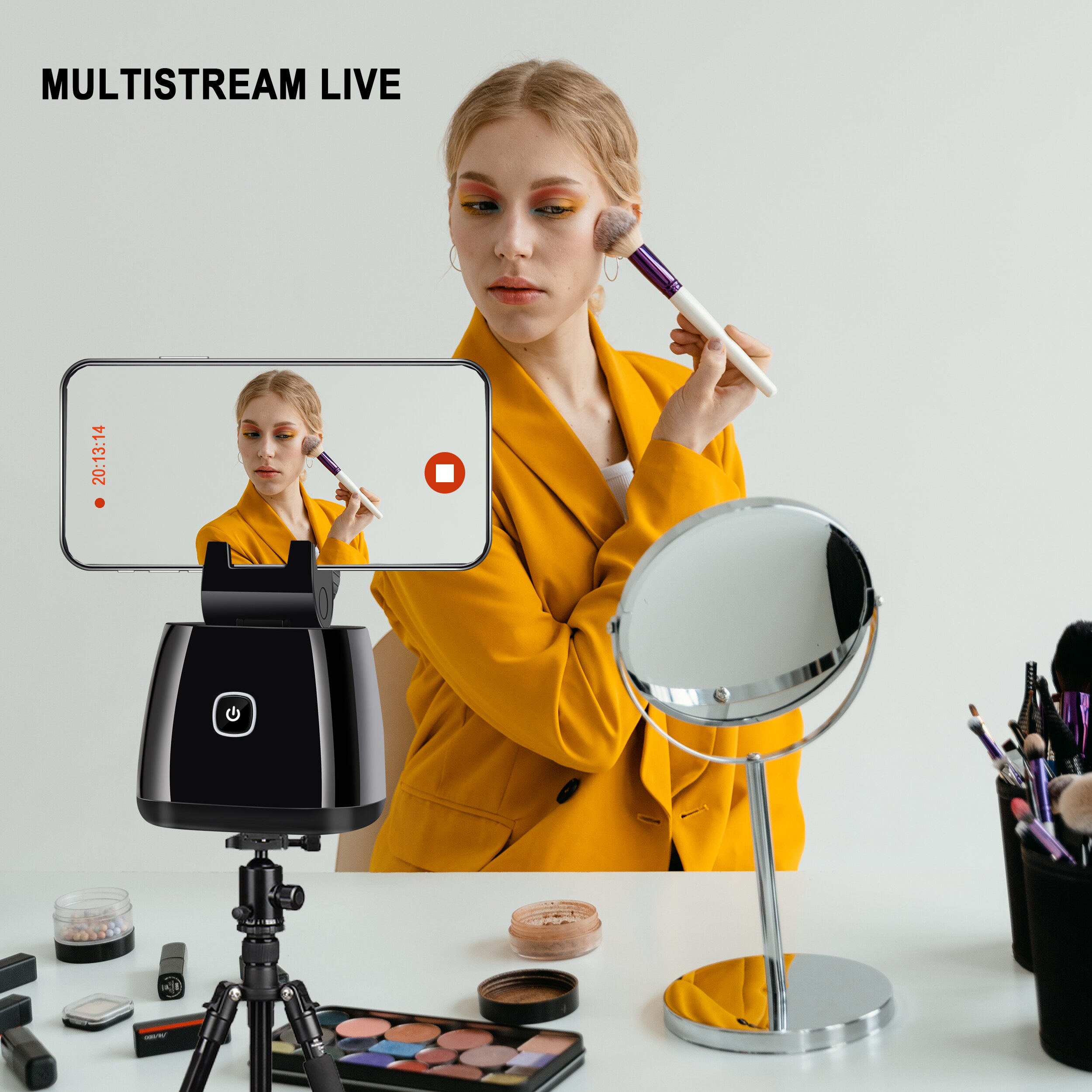 Capture Genie auto smart shooting selfie stick 360 rotation phone holder ai face tracking gimbal camera mount for video vlog