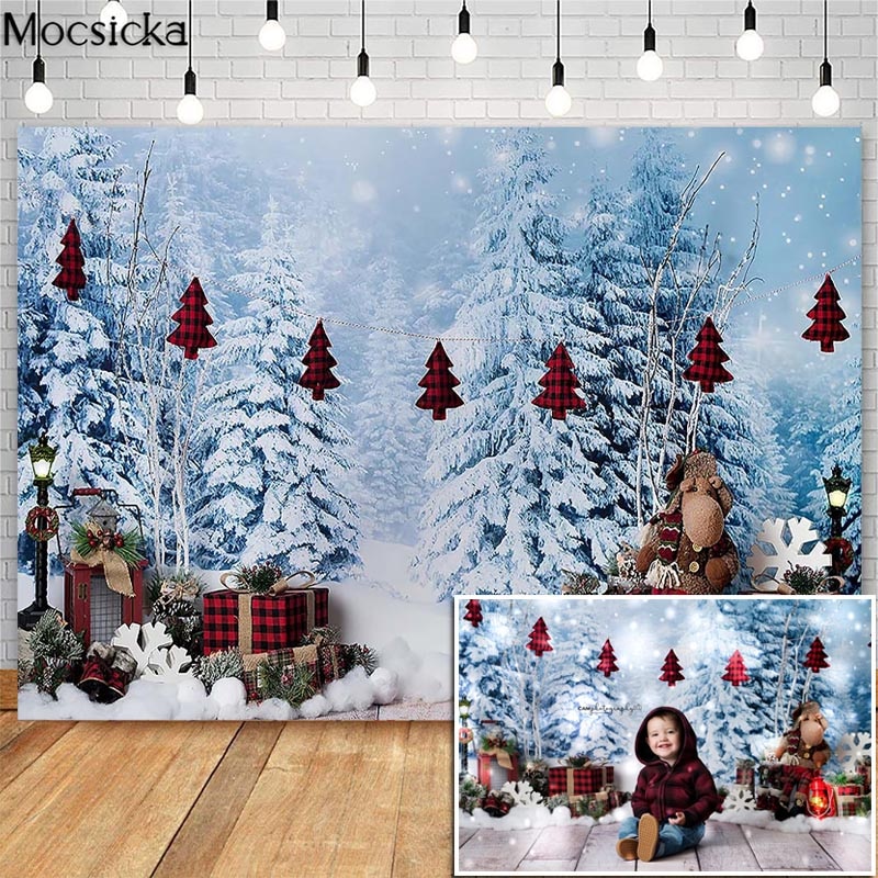 MOCSICKA noël hiver neige photographie décors flocon de neige pin décor photographique Studio Photo arrière-plans accessoires