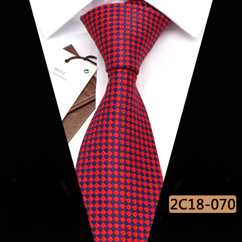 YISHLINE Men Ties 8 cm POLKA DOTS Cassual Jacquard Woven Necktie Mens Tie Business Corbata Para Hombre Accessories: 2C18-070