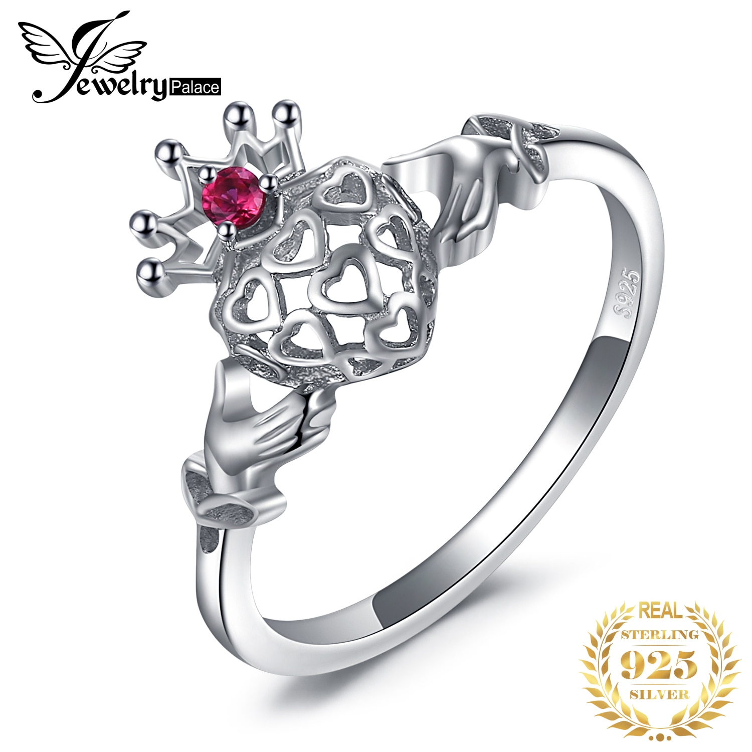 Jewelrypalace Keltische Claddagh Gemaakt Ruby Ring 925 Sterling Zilveren Ringen Voor Vrouwen Promise Engagement Ring Zilver 925 Sieraden