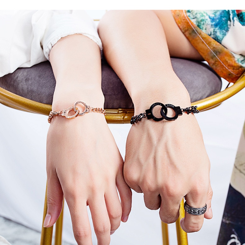 Hemiston Eenvoudige Persoonlijkheid Titanium Staal Handboeien Armband Roestvrij Staal Paar Armband