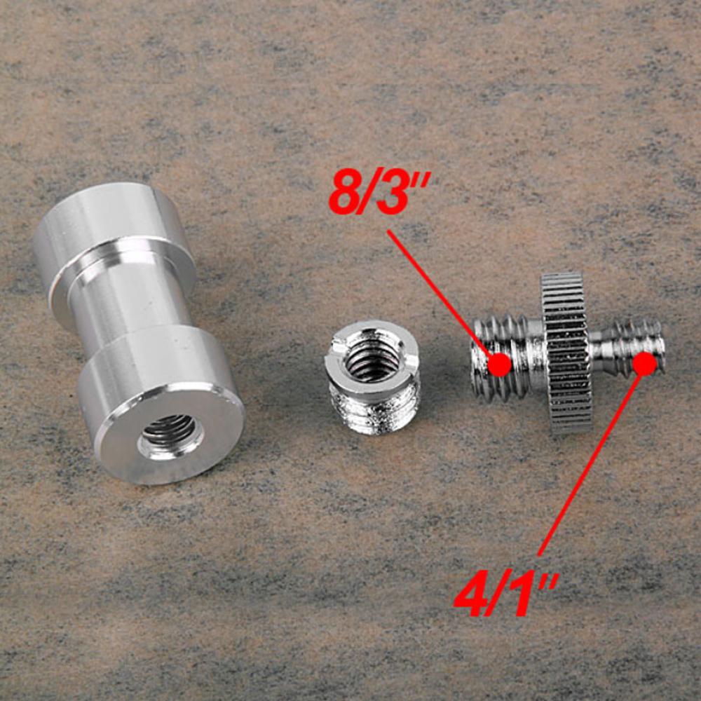 Sliver Metal 3 in 1 1/4" to 3/8" Thread Screw Mount Adapter for Camera Flash Tripod Light Stand Photo Studio Accessories