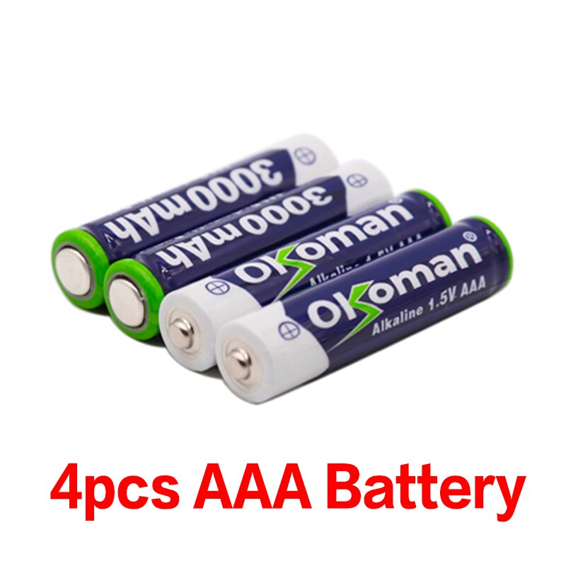 Brand 3000mah 1.5V AAA Alkaline Battery AAA rechargeable battery for Remote Control Toy Batery Smoke alarm with charger: 4pcs AAA