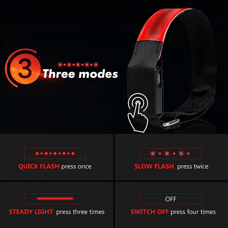 Jabs 2er- pack wiederaufladbare led-armbänder, reflektierende usb-armbänder, laufarmbänder für joggen und sport
