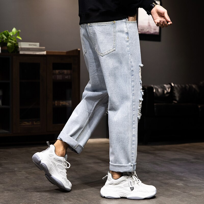 Jean déchiré homme droit jean large droit le jean pour homme Winter2020