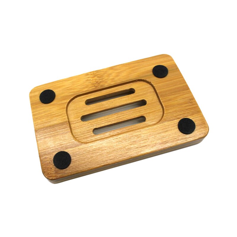 Soporte de bandeja de jabón para platos de madera de bambú, soporte de almacenamiento para jabones antideslizante para ducha, estante de drenaje para limpieza en seco, accesorios de baño