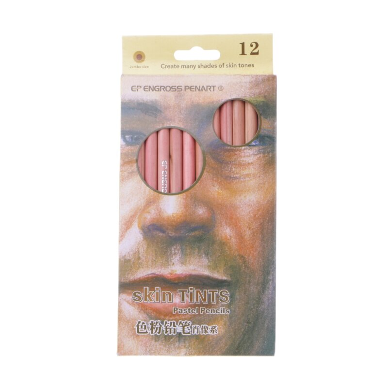 12Pcs Professionele Zachte Pastel Potloden Hout Huid Tint Pastel Kleurpotlood