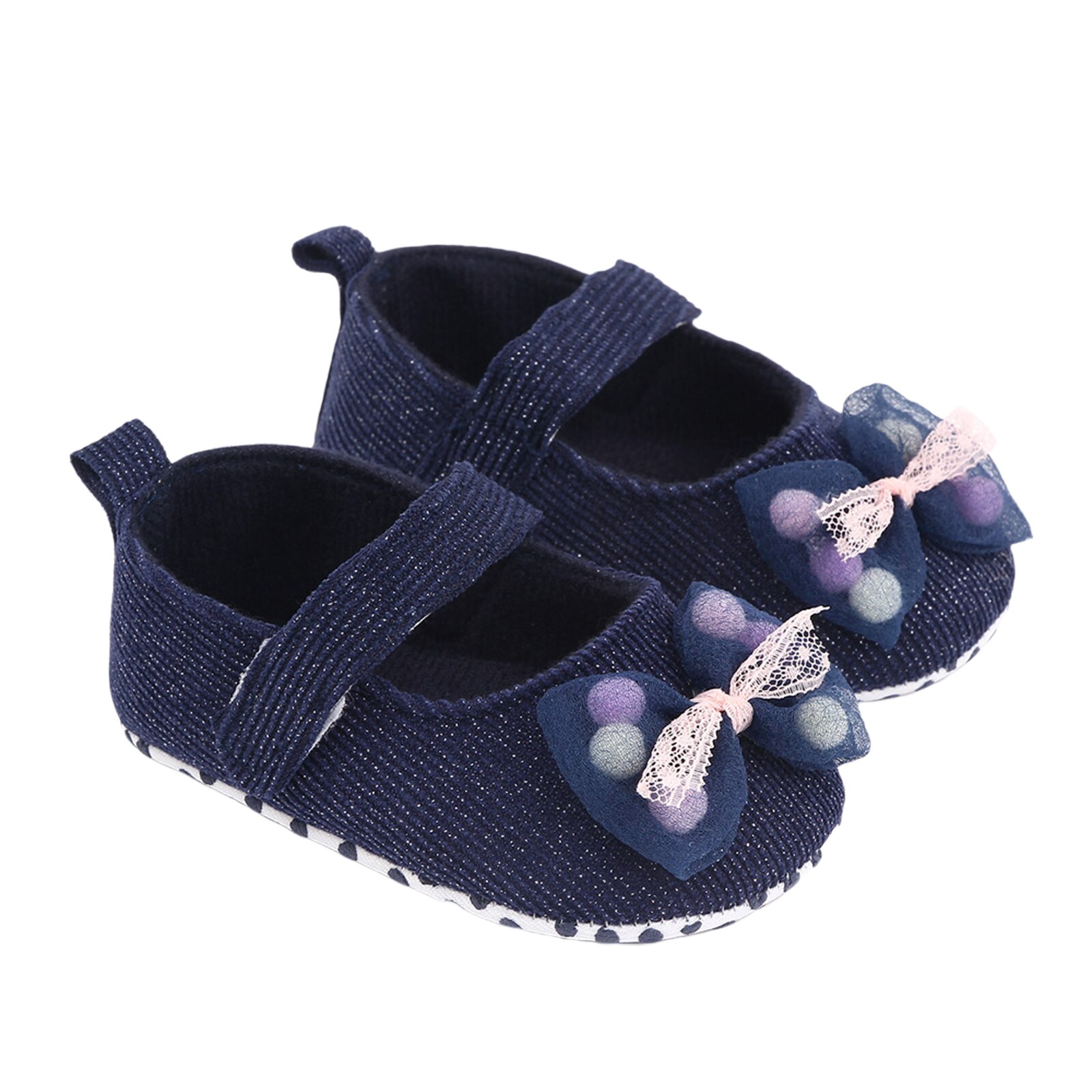Girl's Solid Princess Shoes Soft Anti-Slip Flats Sole Baby Shoes with Bowknot Decoration 0-18M Baby First Walkers Shoes
