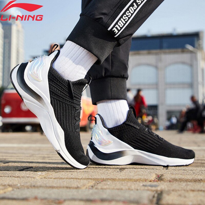 Li-ning kvinner daboom lav livsstil sko sokkelignende mono garn fôr li ning sportssko sneakers aglp 002