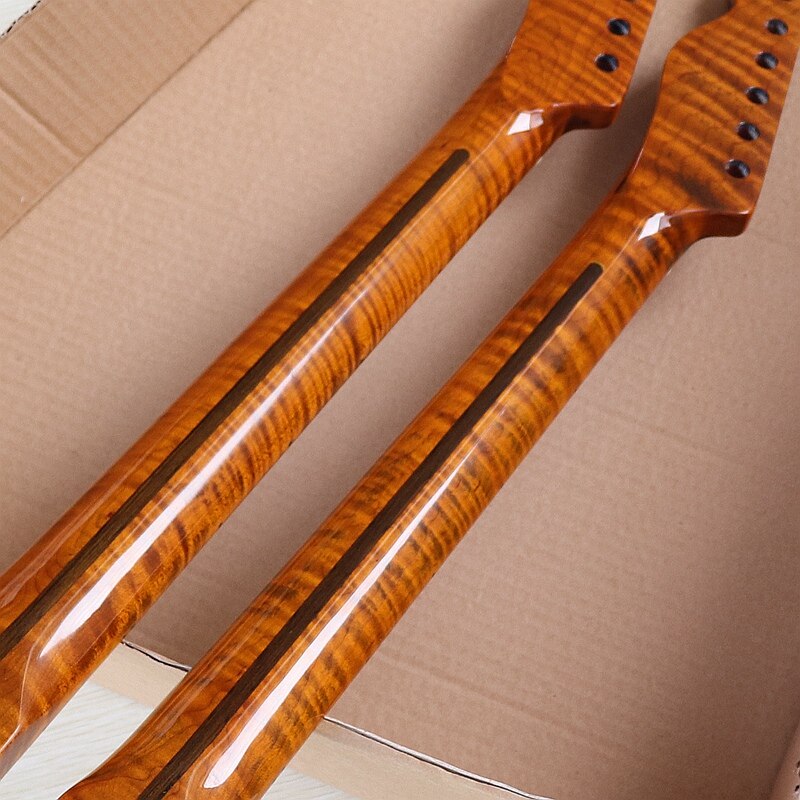 Geroosterde Flame Maple Elektrische Gitaar Hals Tl 1 Stuk Canada Esdoornhout 21 Frets Tl Hals Met Middelste Lijn Tele hals