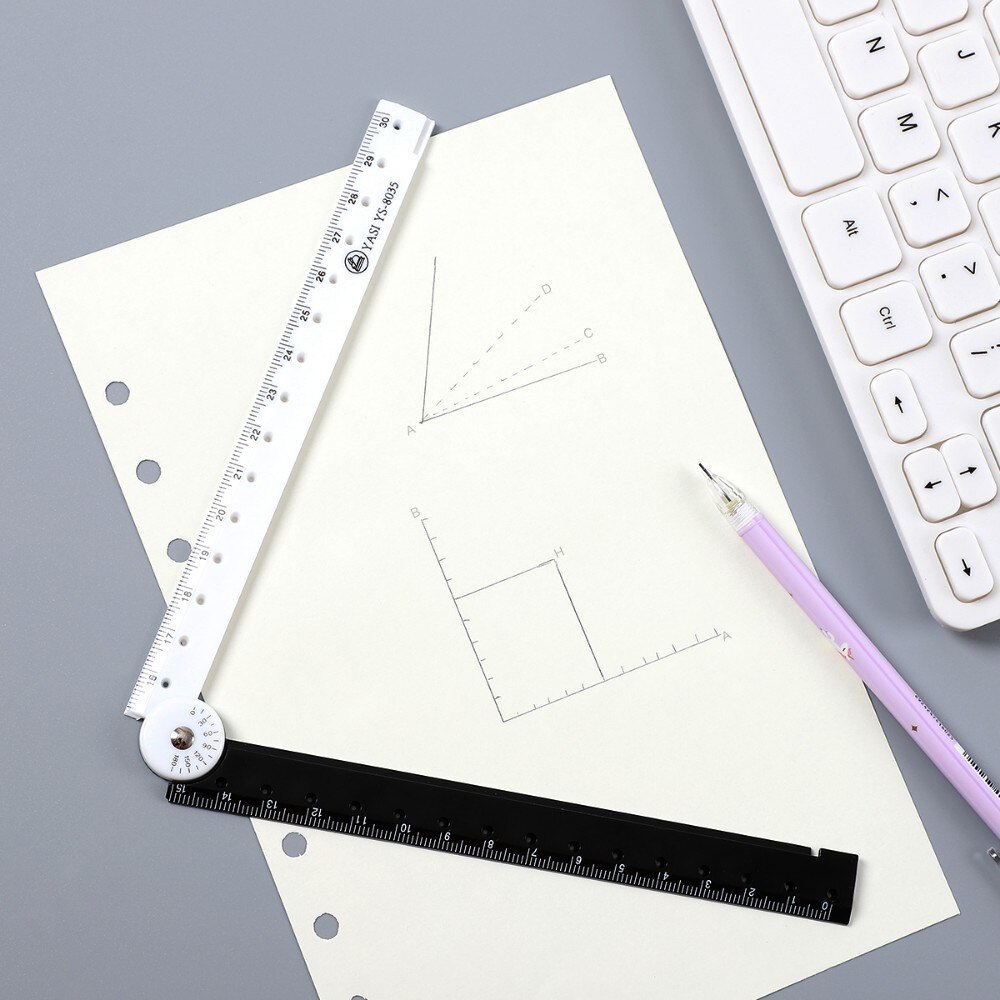 Reglas rectas plegables de plástico, blanco y negro, 30Cm, para estudiantes de dibujo, papelería para niños, suministros escolares, papelería, 1 ud.
