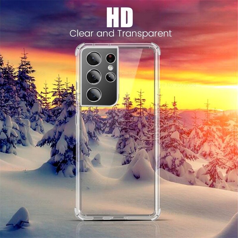 3in1 Doux Hydrogel Film Avant et Caméra Lentille En Verre et Silicone Transparent Antichoc Coque Pour Samsung S 22 S22 Ultra S22Ultra S22 + Étui